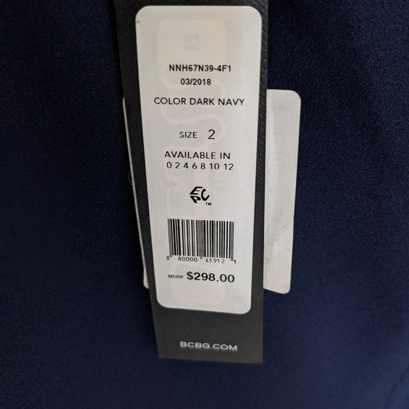 NEW BCBGMAXAZRIA Salome Navy Blue Halter Cross Front Slit Evening Gown Dress - Picture 9 of 9